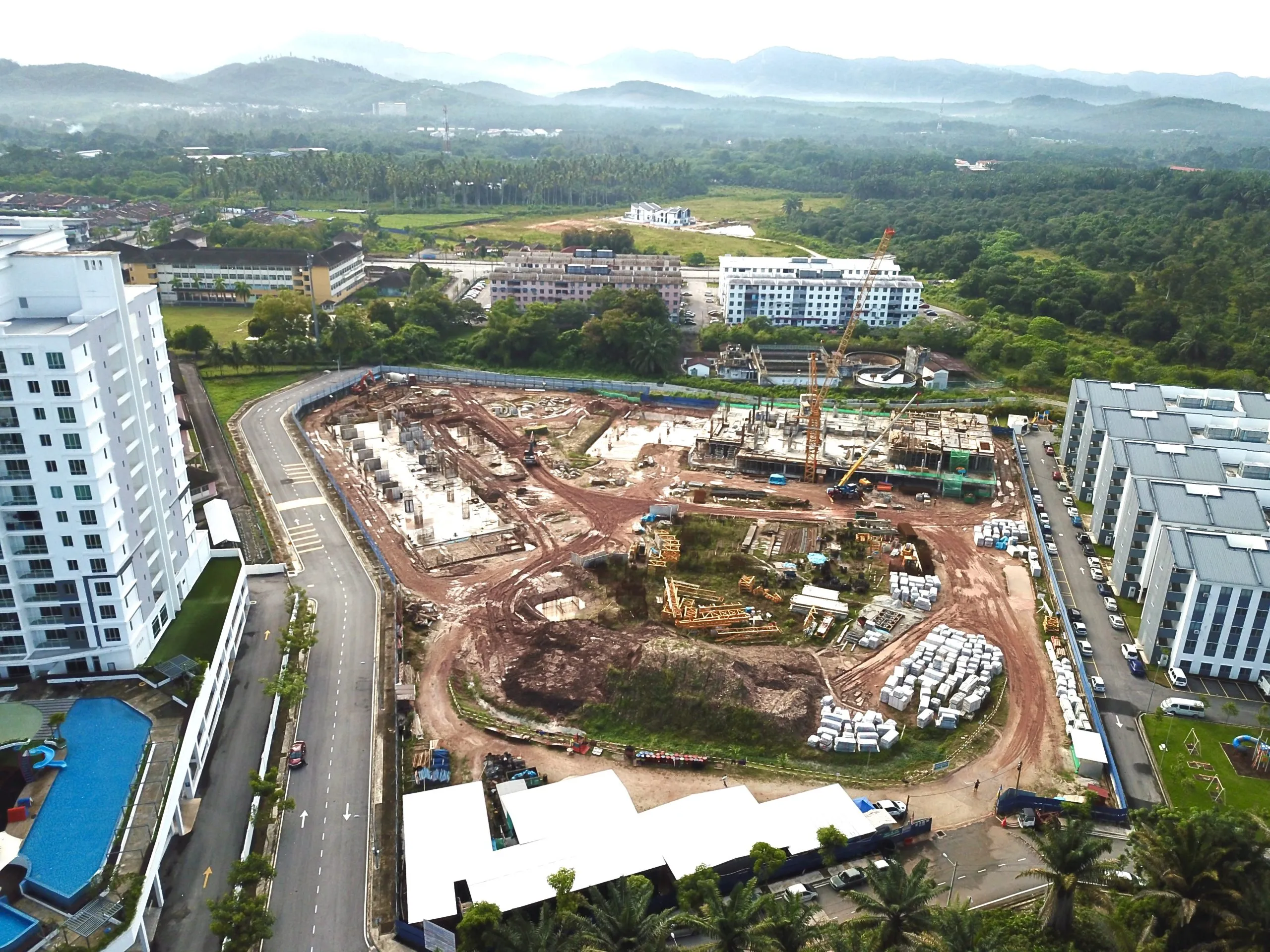 Aerial photo of Montview Residences construction site at Machang Bubok, Bukit Mertajam